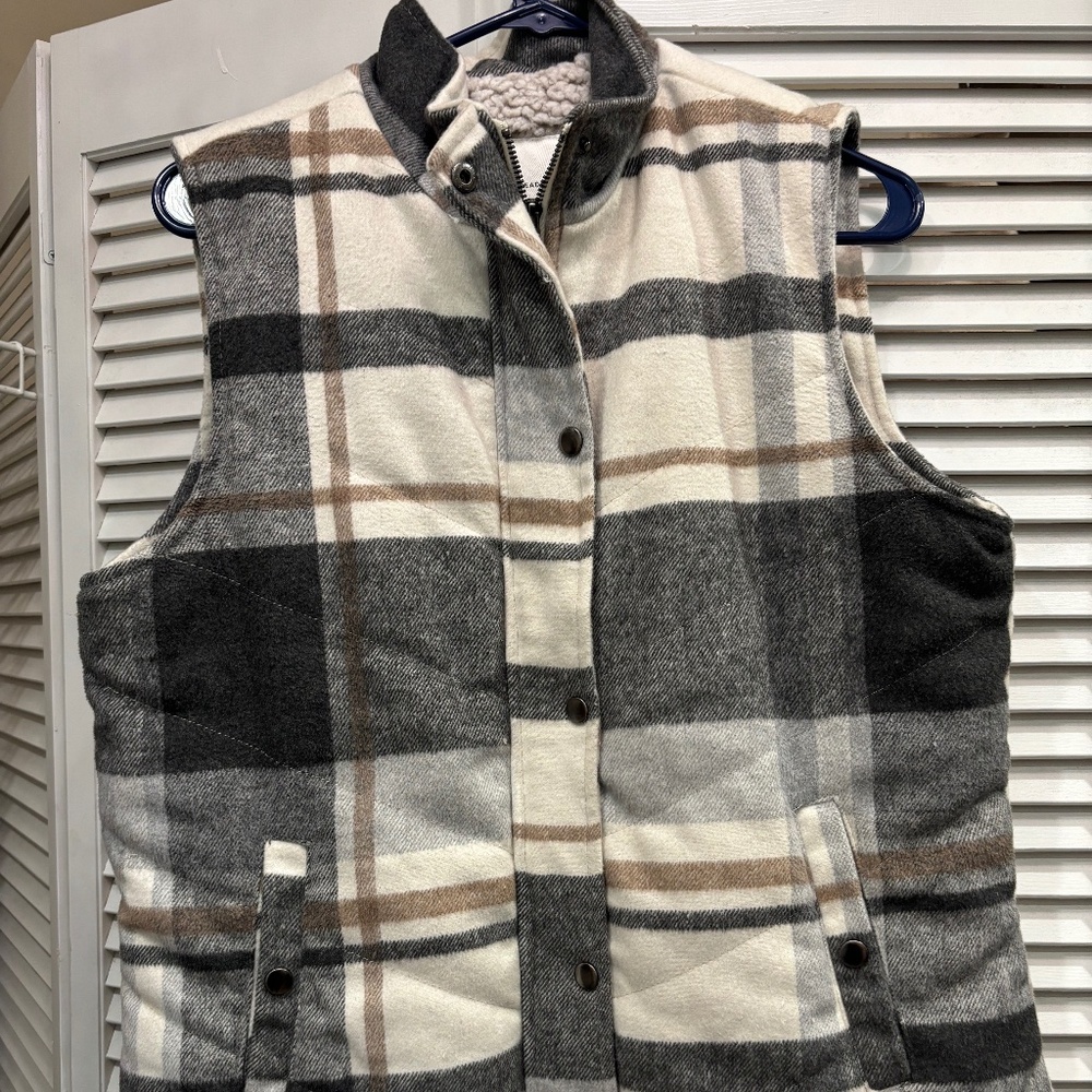 Thread & Supply Checkered Pattern Lined Vest - image 1